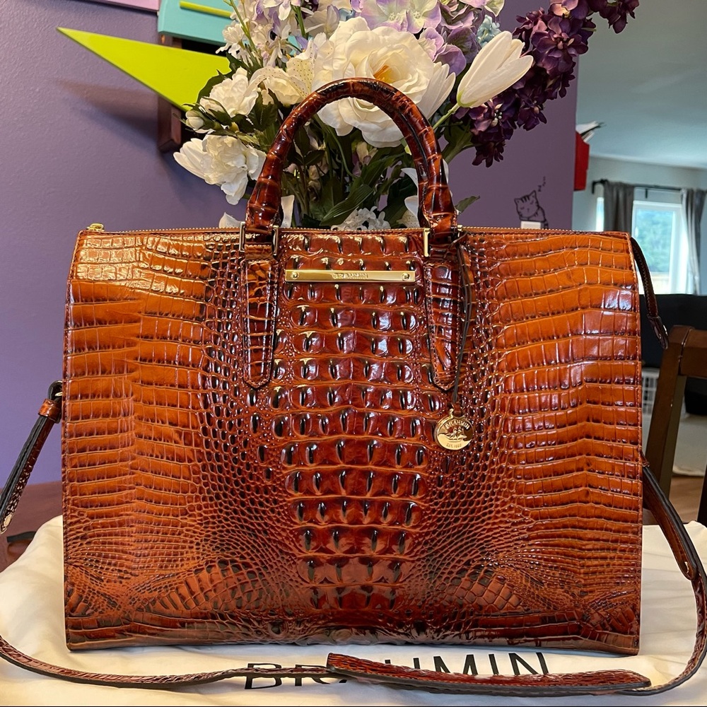 💻 💻 GREAT FOR WORK! Brahmin Pecan Business Tote Laptop Bag